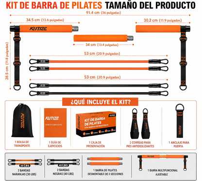 Pilates Bar Kit with Resistance Bands, Pilates Equipment, Multifunctional Pilates Bar for Women & Men, Pilates Kit for Hip, Back, Arm, Full-Body Workouts, Home Gym Strength Training Equipment